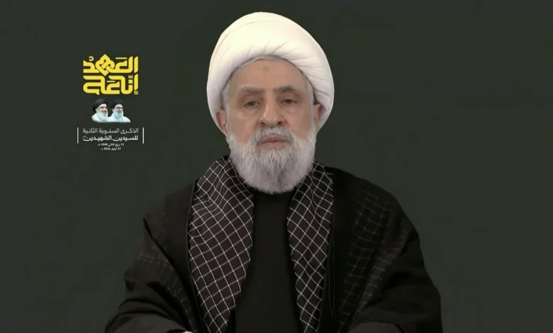 نعيم قاسم يدعو لتجميد التفاوض المباشر مع إسرائيل ويتهم السلطة اللبنانية بالتنازل