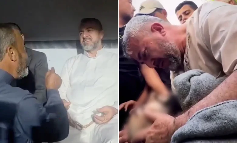 "هكذا نواسي بعضنا".. فلسطيني يواسي الدكتور منير البرش بعد استشهاد نجله