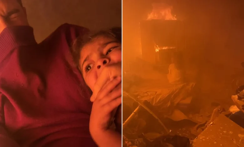طفلة وسط ألسنة اللهب.. مشهد يحبس الأنفاس يختصر أوجاع أطفال غزة