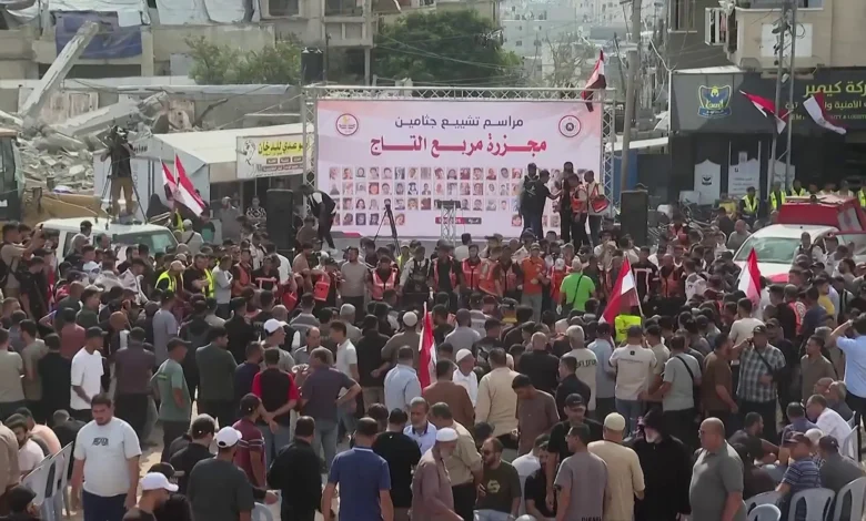 أهالي غزة يشيعون رفات 105 شهداء قتلتهم إسرائيل قبل 3 سنوات